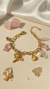 Playful Pink Charm Bracelet - Gold Chain with Pearl Shell Charms - DIAURA JEWELS