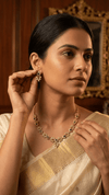Product Title Mehandi Pattern American Diamond Set - Gold Plated Necklace with Earrings - DIAURA JEWELS
