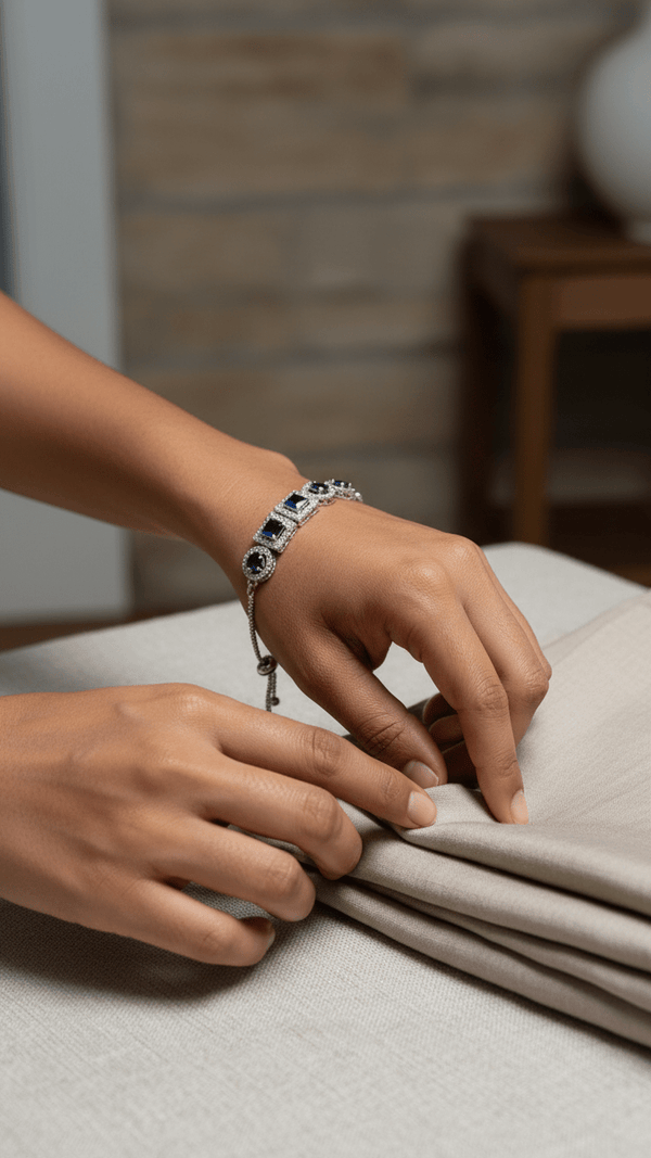 Royal Blue Sapphire Crystal Adjustable Tennis Bracelet – Silver Plated CZ Stone Bracelet for Women - DIAURA JEWELS